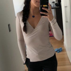 Aritzia Pastel Pink Wrap Top